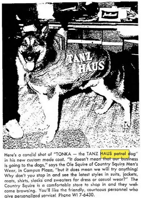 Tanz Haus (Tanz Haus Club, TanzHaus) - Tonka The Dog Aug 1965 Article